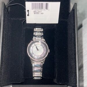 Bulova Silver Watch with Crystal Detailing